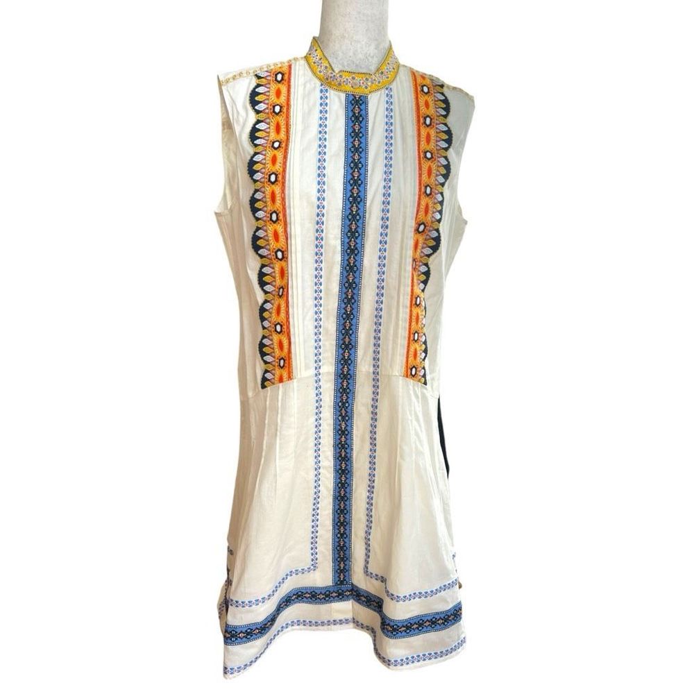 NWT Tory Burch Adriana Embroidered Fit and Flare Cotton Sleeveless Dress size 12